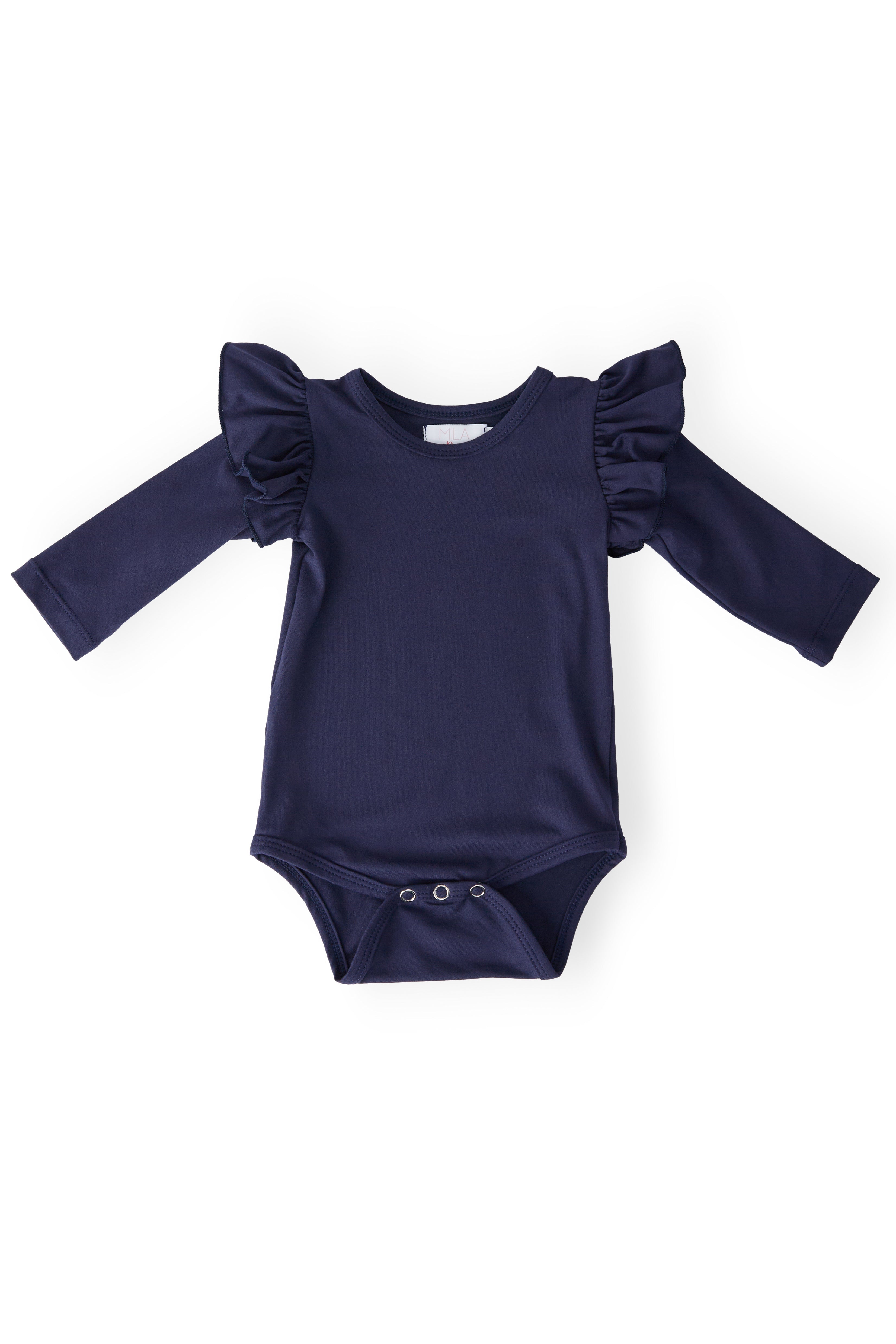 Navy L/S Flutter Bodysuit by Mila & Rose ®