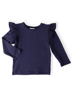Navy L/S Ruffle Tee by Mila & Rose ®
