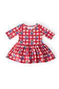 Nebraska Plaid Herbie Husker 3/4 Sleeve Twirl Bodysuit by Mila & Rose ®