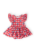Nebraska Plaid Herbie Husker S/S Flutter Twirl Bodysuit by Mila & Rose ®