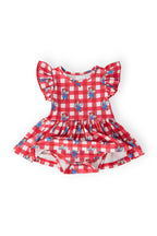 Nebraska Plaid Herbie Husker S/S Flutter Twirl Bodysuit by Mila & Rose ®