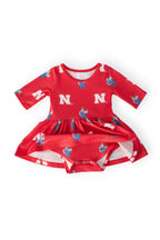 Nebraska Red Herbie Husker 3/4 Sleeve Twirl Bodysuit by Mila & Rose ®