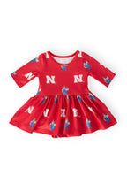 Nebraska Red Herbie Husker 3/4 Sleeve Twirl Bodysuit by Mila & Rose ®