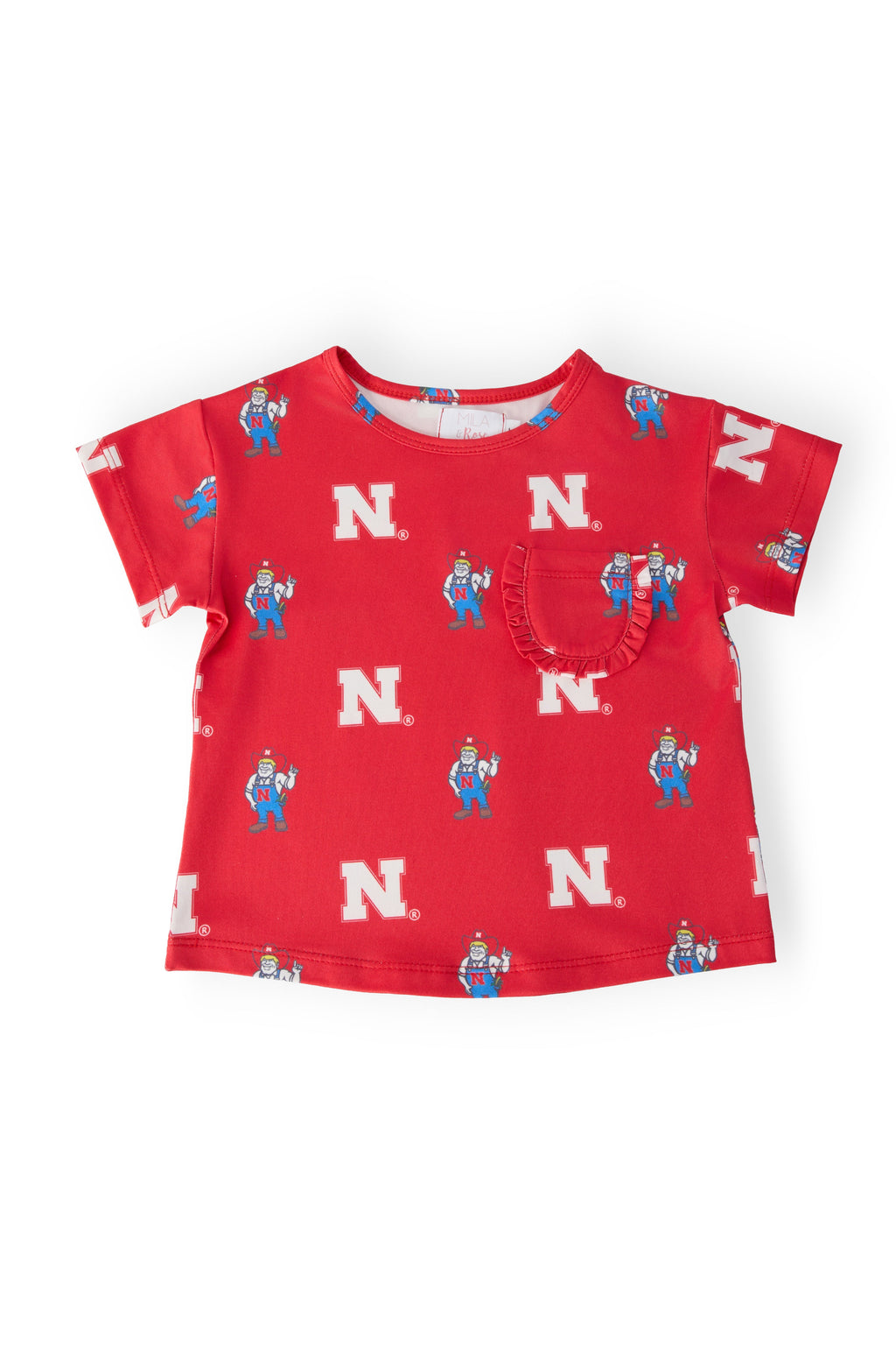 Nebraska Red Herbie Husker Ruffle Pocket Tee by Mila & Rose ®