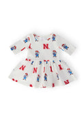 Nebraska White Herbie Husker 3/4 Sleeve Twirl Bodysuit by Mila & Rose ®