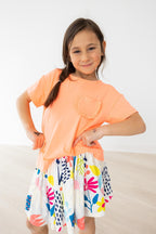 Neon Coral Ruffle Pocket Tee by Mila & Rose ®