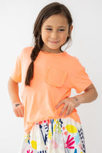 Neon Coral Ruffle Pocket Tee by Mila & Rose ®