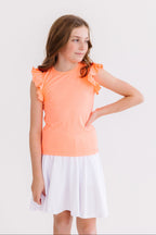 Neon Coral S/S Ruffle Tee by Mila & Rose ®