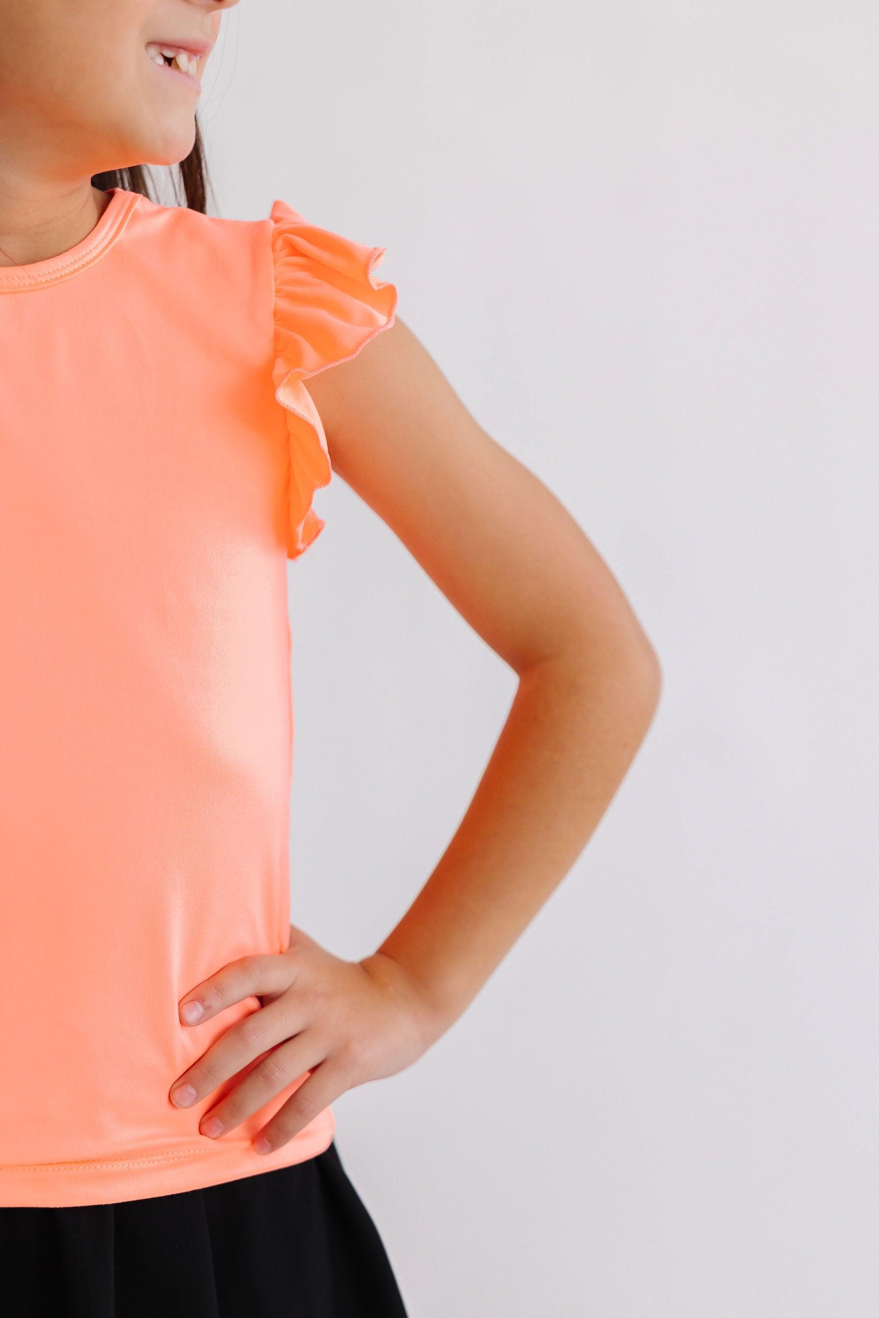 Neon Coral S/S Ruffle Tee by Mila & Rose ®