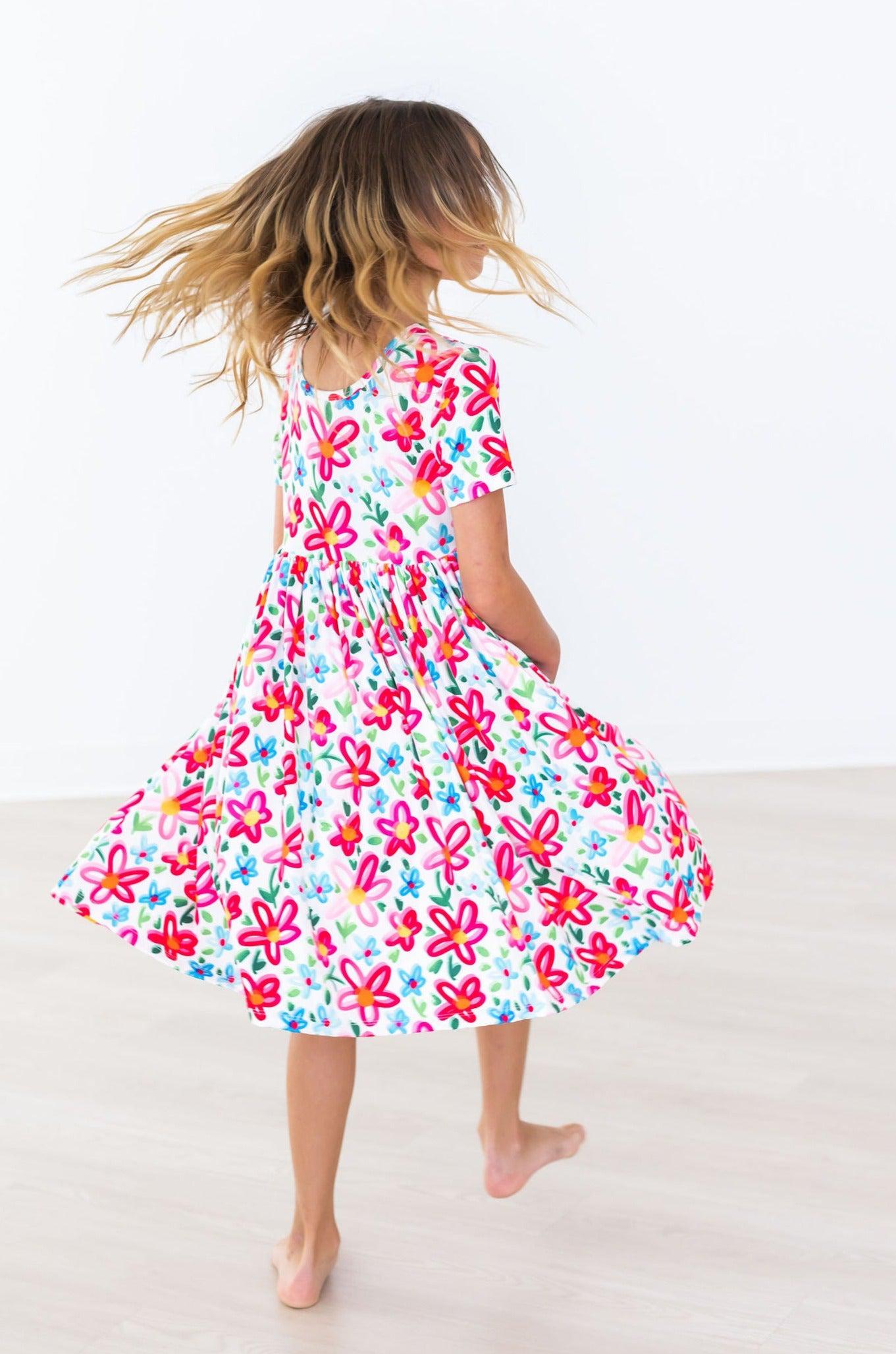 Neon Floral S/S Pocket Twirl Dress by Mila & Rose ®