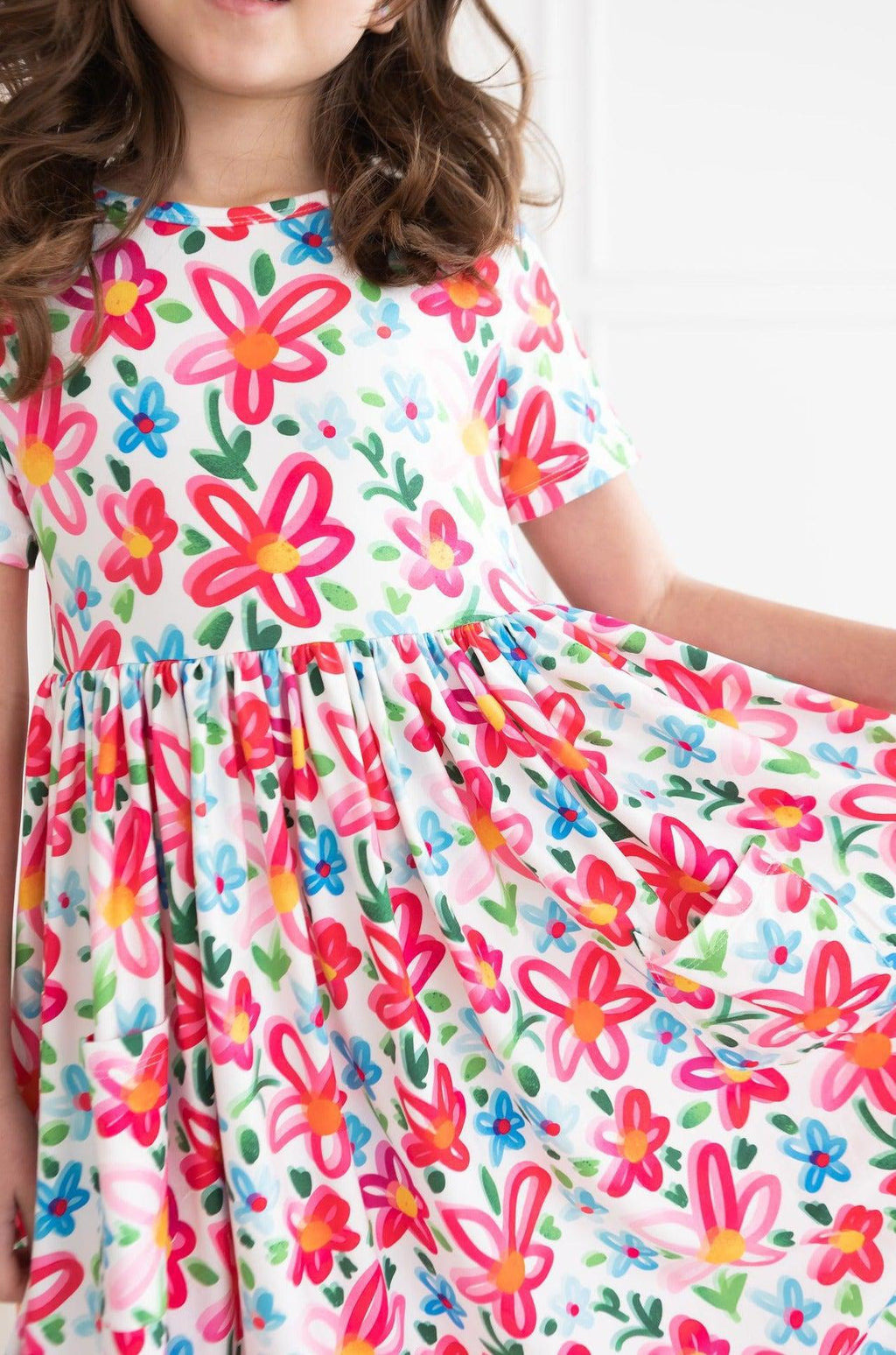 Neon Floral S/S Pocket Twirl Dress by Mila & Rose ®
