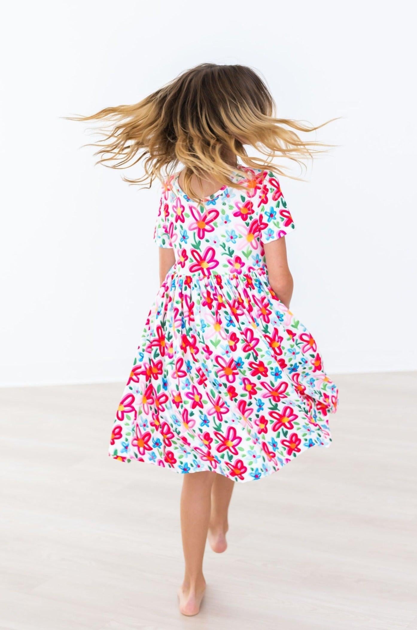 Neon Floral S/S Pocket Twirl Dress by Mila & Rose ®