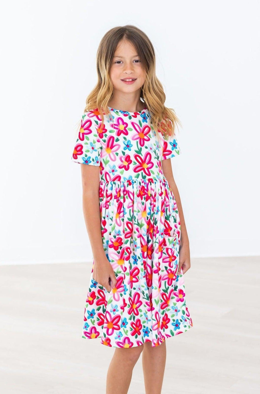 Neon Floral S/S Pocket Twirl Dress by Mila & Rose ®