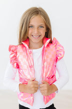 Neon Pink Checker Puffer Vest by Mila & Rose ®
