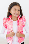 Neon Pink Checker Puffer Vest by Mila & Rose ®