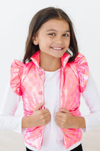 Neon Pink Checker Puffer Vest by Mila & Rose ®