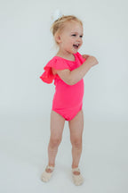 Neon Pink S/S Flutter Sleeve Leotard by Mila & Rose ®