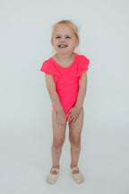 Neon Pink S/S Flutter Sleeve Leotard by Mila & Rose ®
