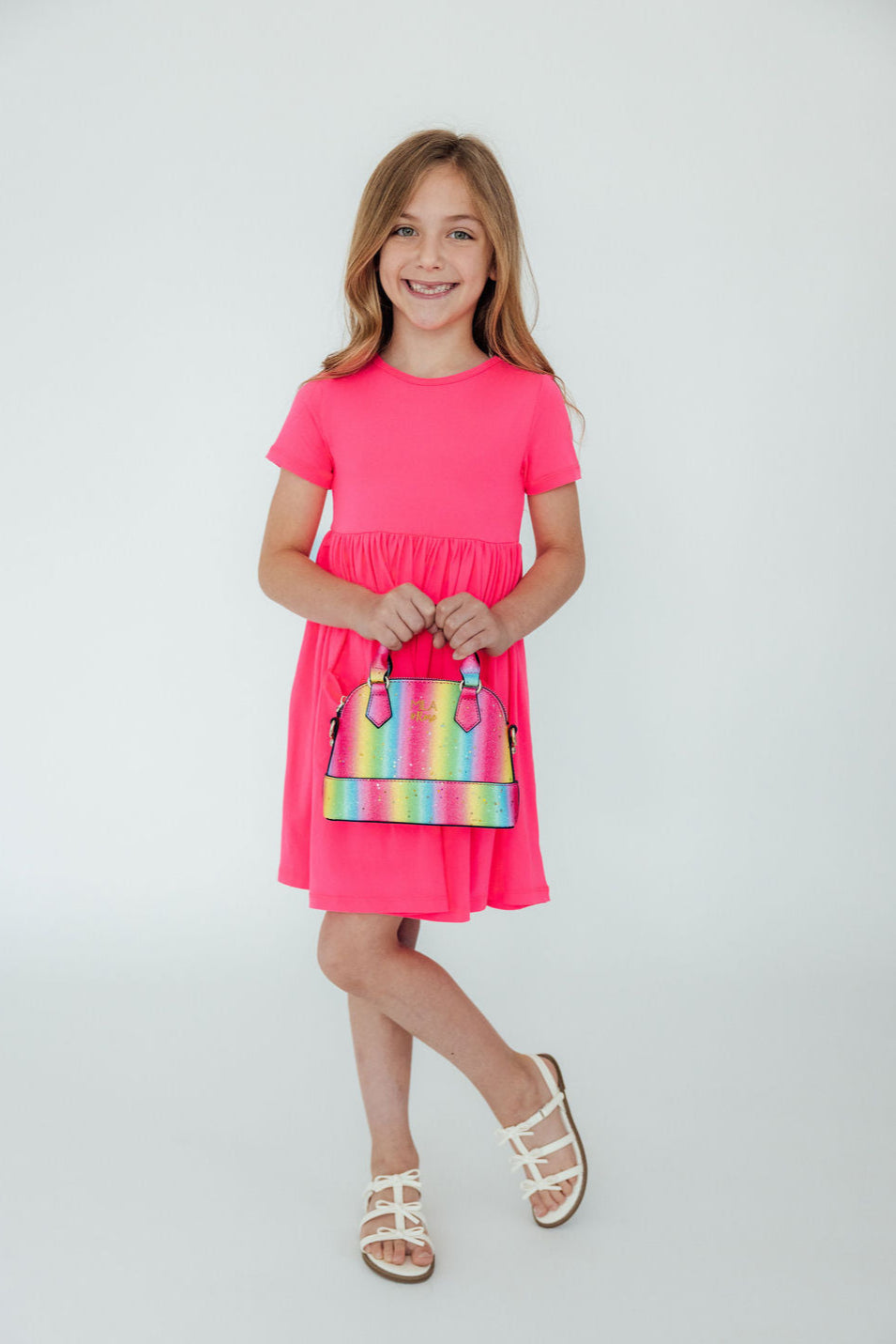 Neon Pink S/S Pocket Twirl Dress by Mila & Rose ®
