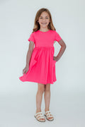 Neon Pink S/S Pocket Twirl Dress by Mila & Rose ®
