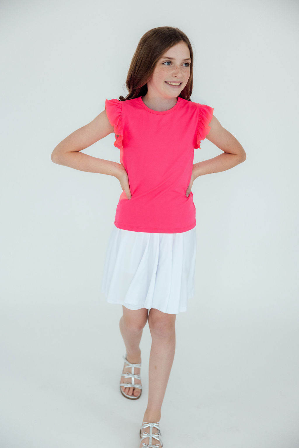 Neon Pink S/S Ruffle Tee by Mila & Rose ®