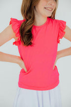 Neon Pink S/S Ruffle Tee by Mila & Rose ®