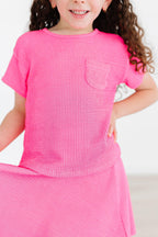 Neon Pink Scrunchy Pocket Tee by Mila & Rose ®
