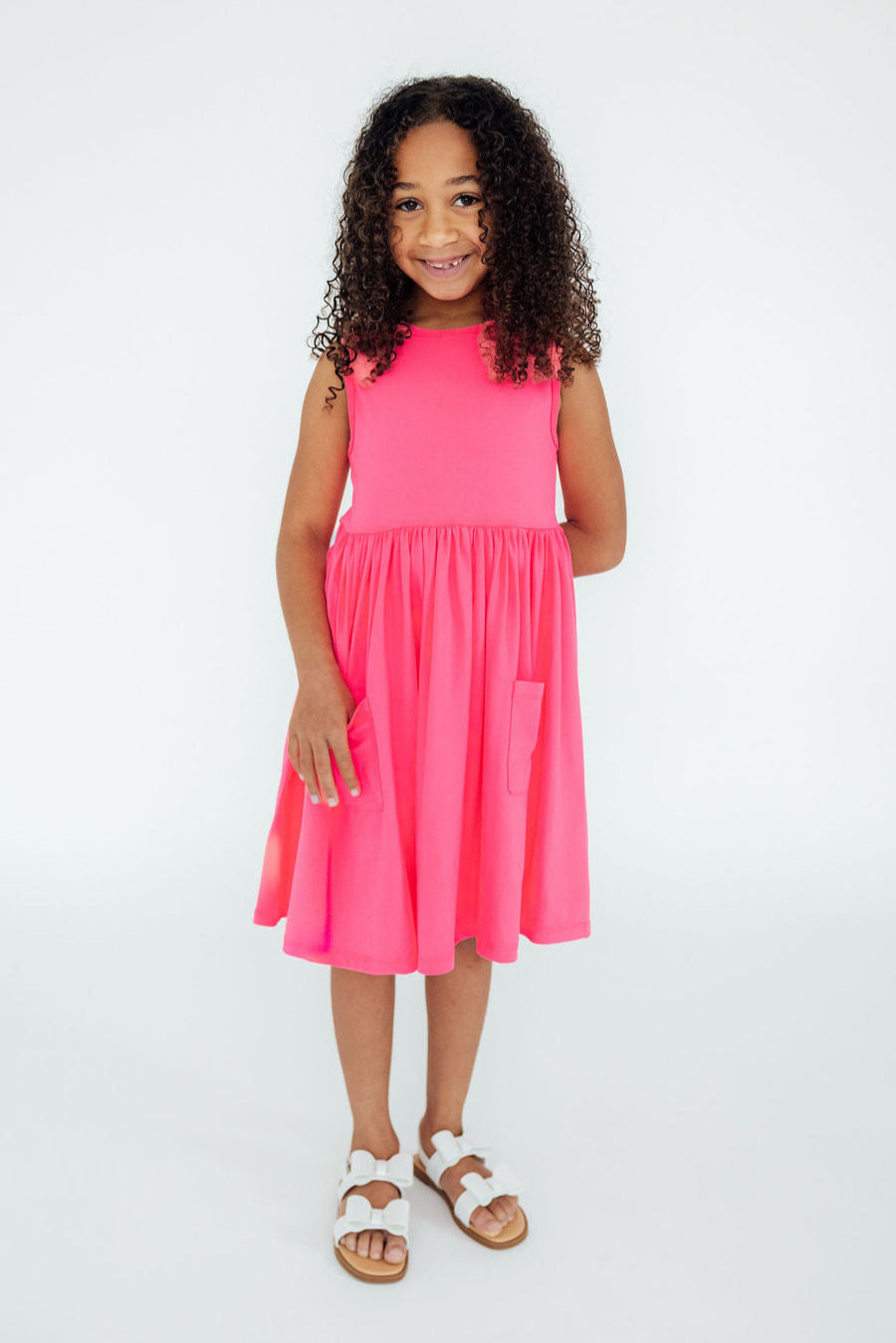 Neon Pink Tank Pocket Twirl Dress by Mila & Rose ®