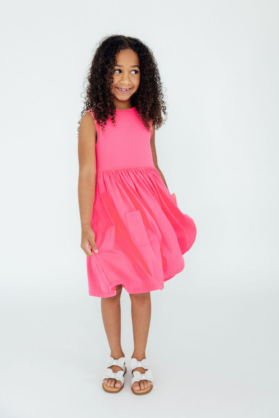 Neon Pink Tank Pocket Twirl Dress by Mila & Rose ®