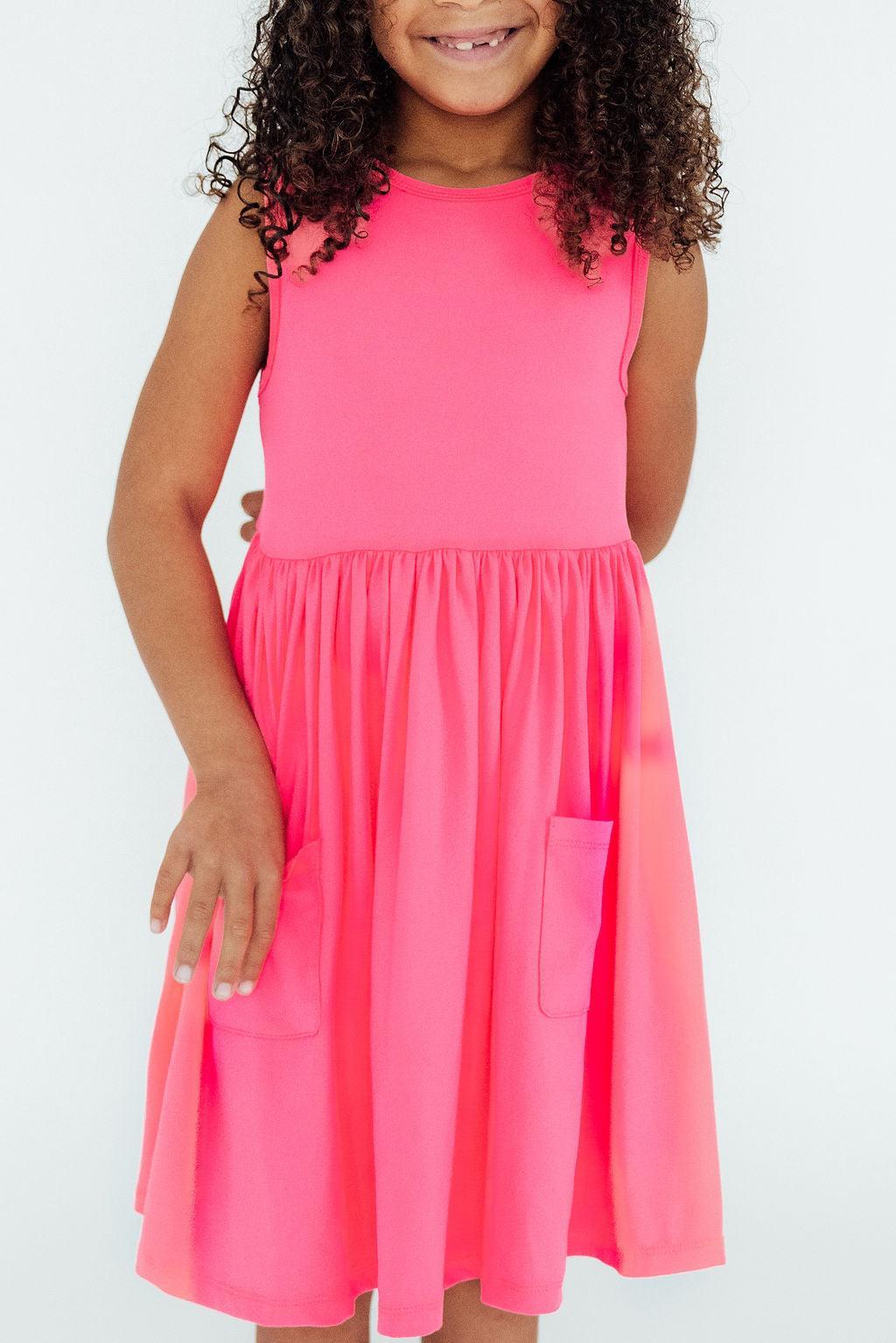 Neon Pink Tank Pocket Twirl Dress by Mila & Rose ®