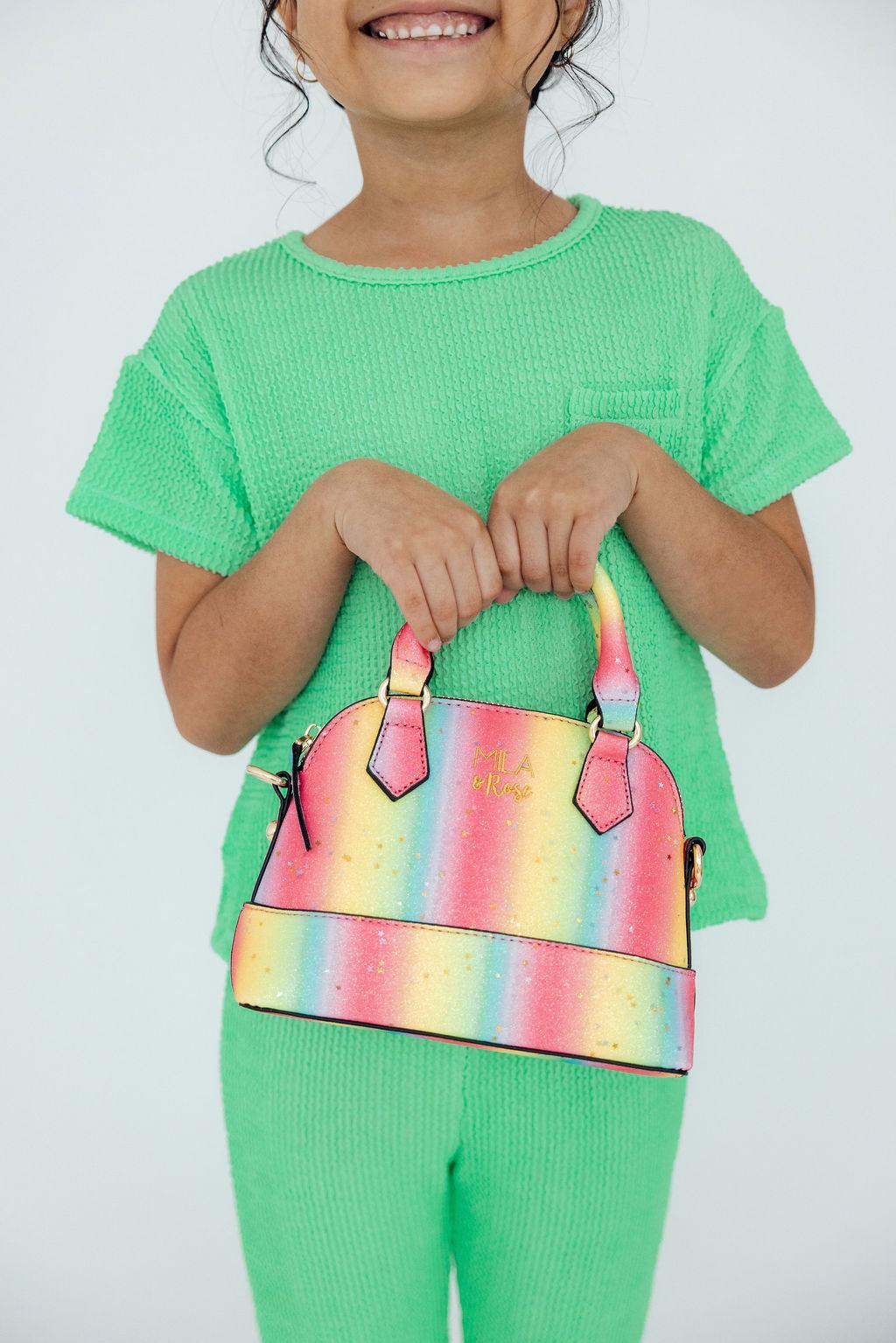 Neon Rainbow Glitter Girl's Crossbody Purse by Mila & Rose ®