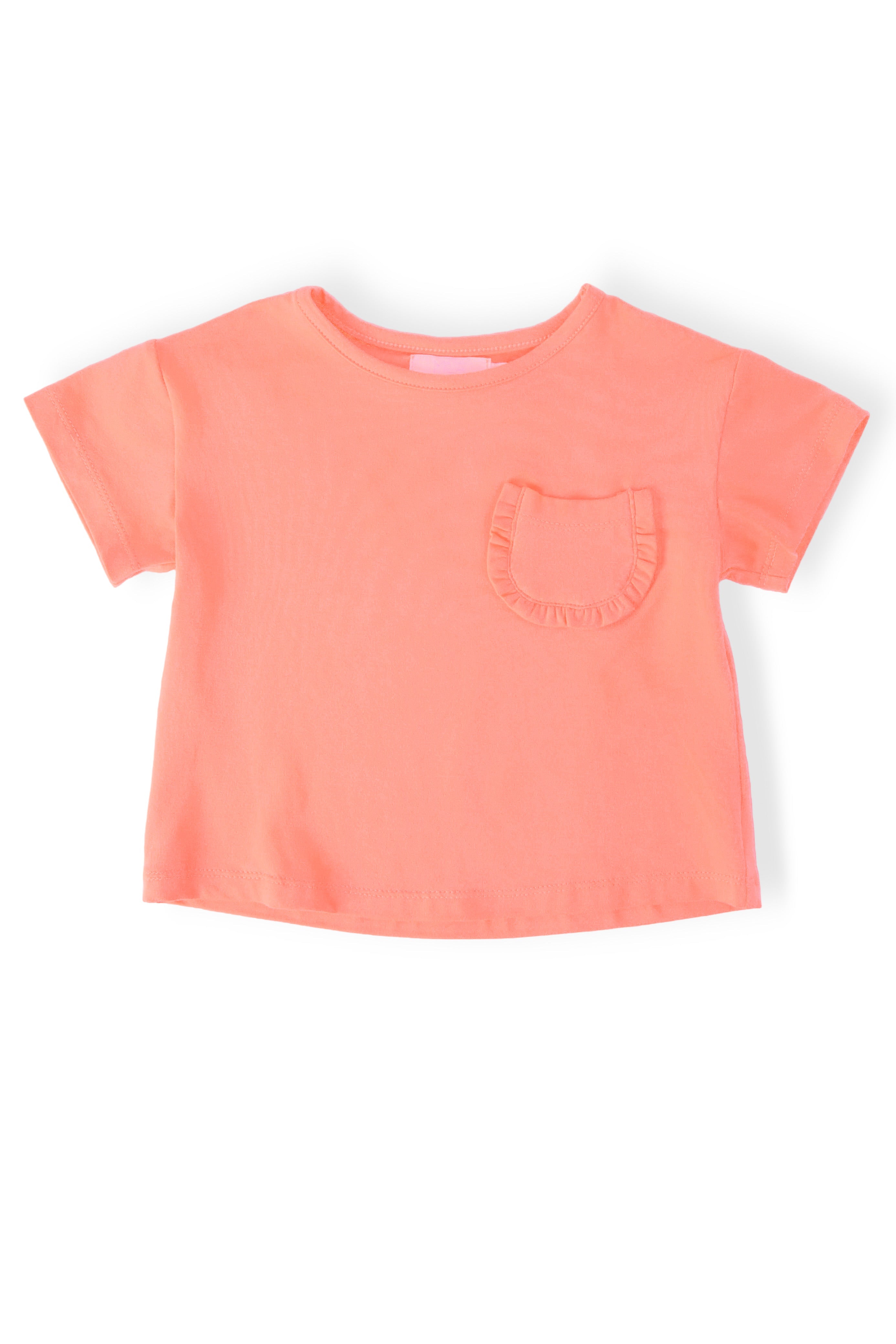 Neon Coral Ruffle Pocket Tee by Mila & Rose ®