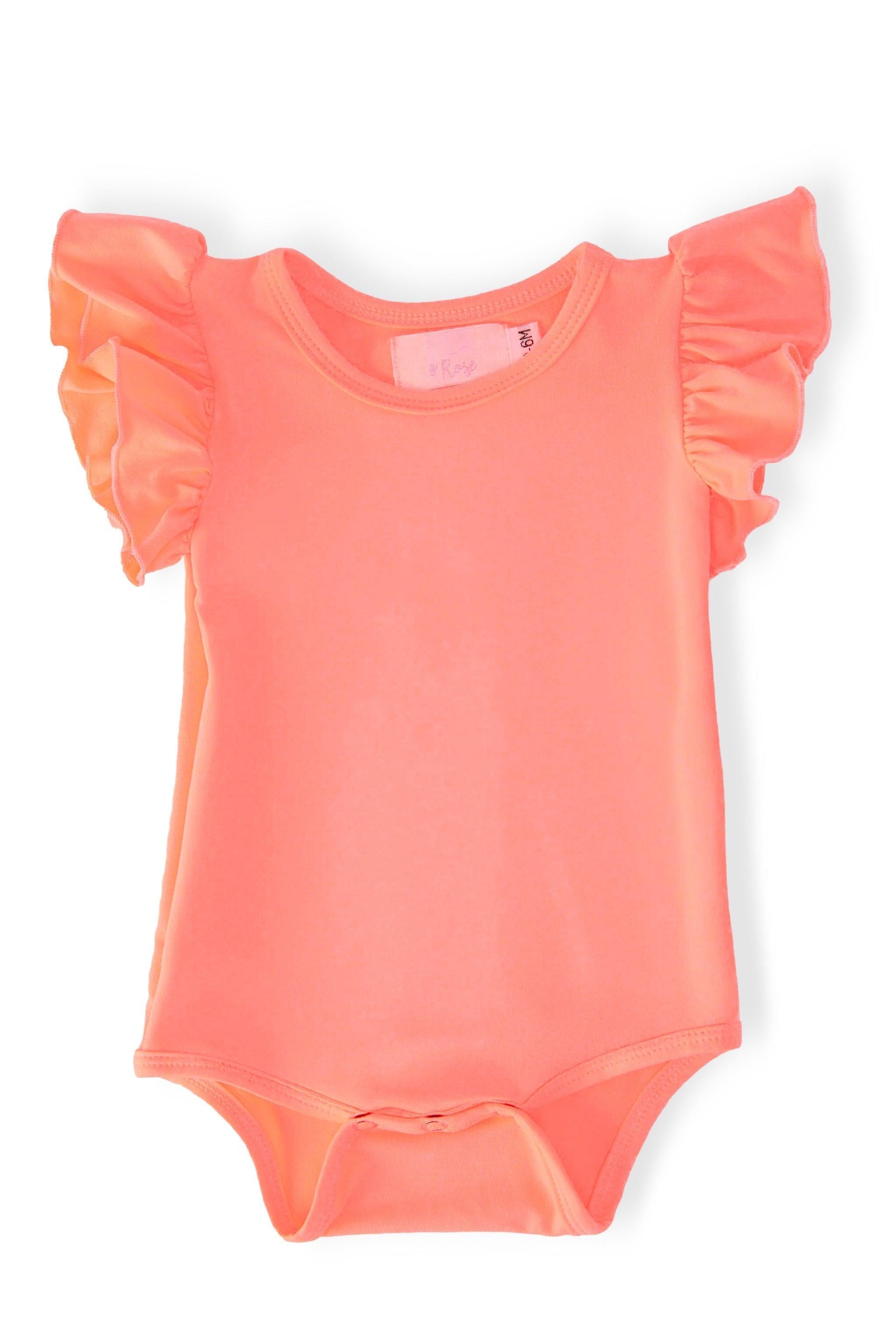 Neon Coral S/S Flutter Bodysuit by Mila & Rose ®