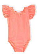 Neon Coral S/S Flutter Sleeve Leotard by Mila & Rose ®