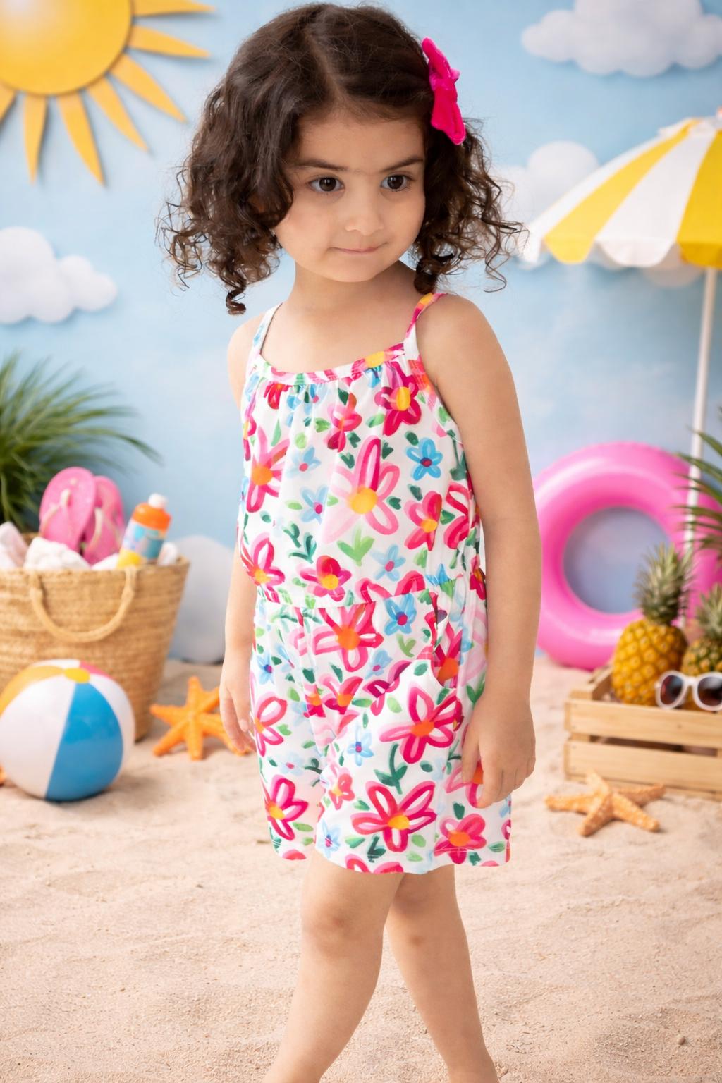 Neon Floral Strappy Play Romper by Mila & Rose ®