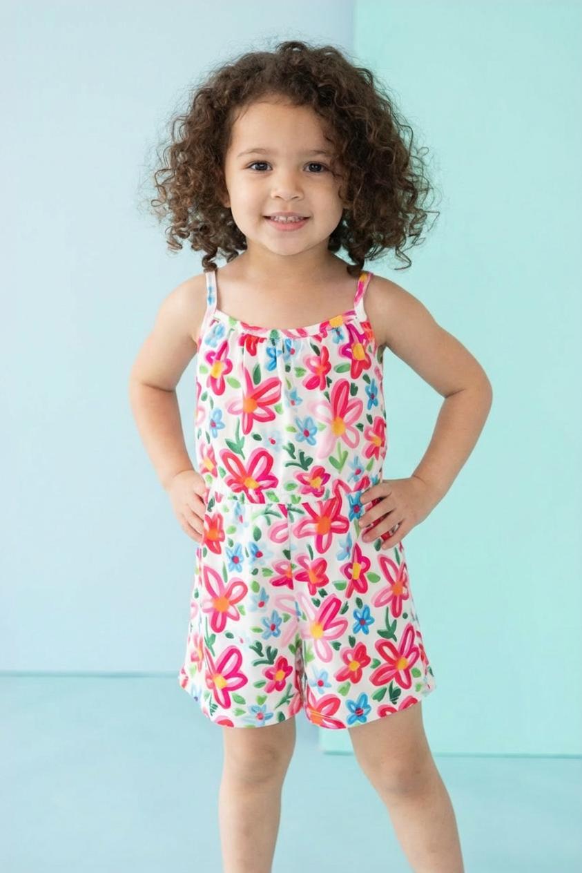 Neon Floral Strappy Play Romper by Mila & Rose ®