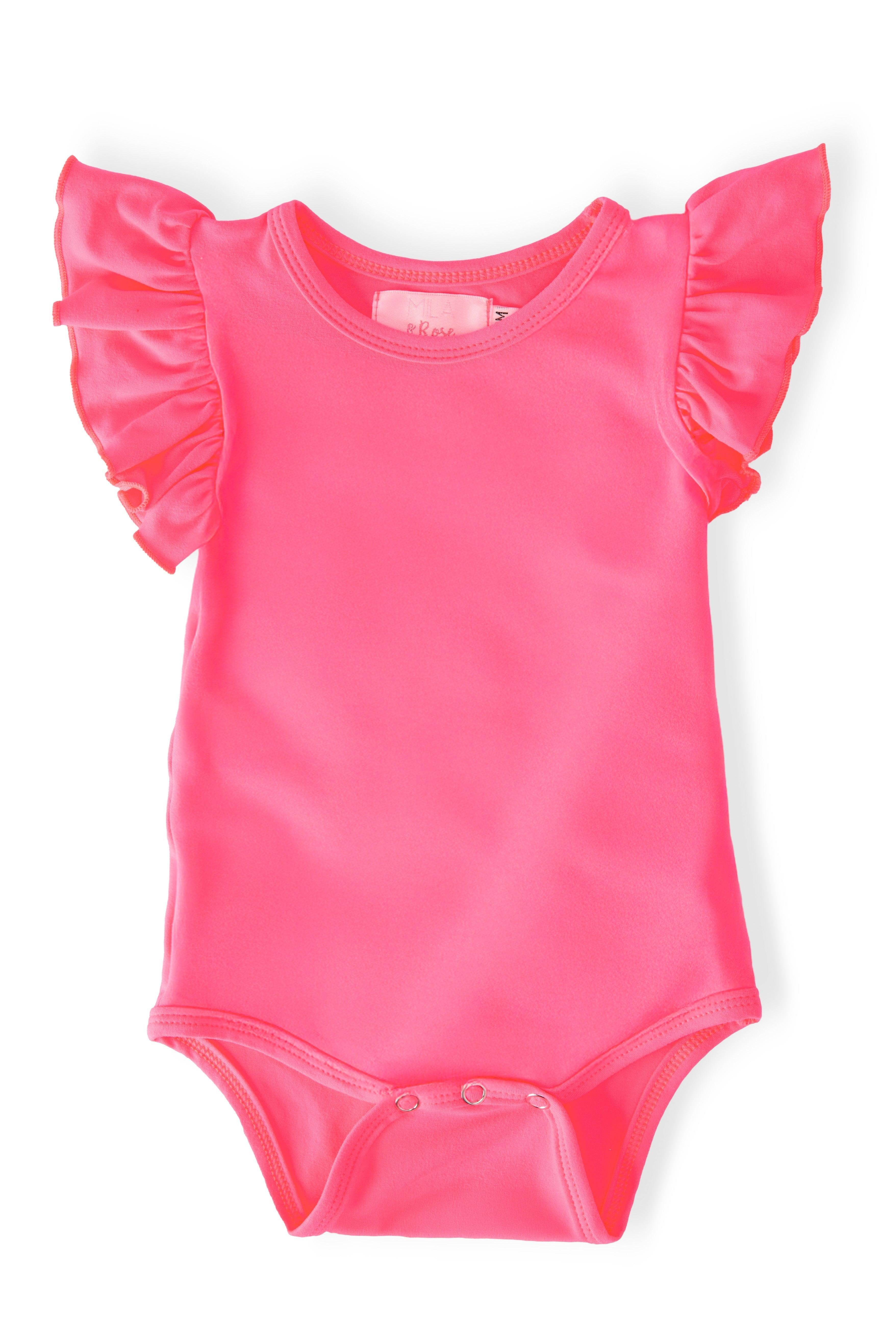 Neon Pink S/S Flutter Bodysuit by Mila & Rose ®