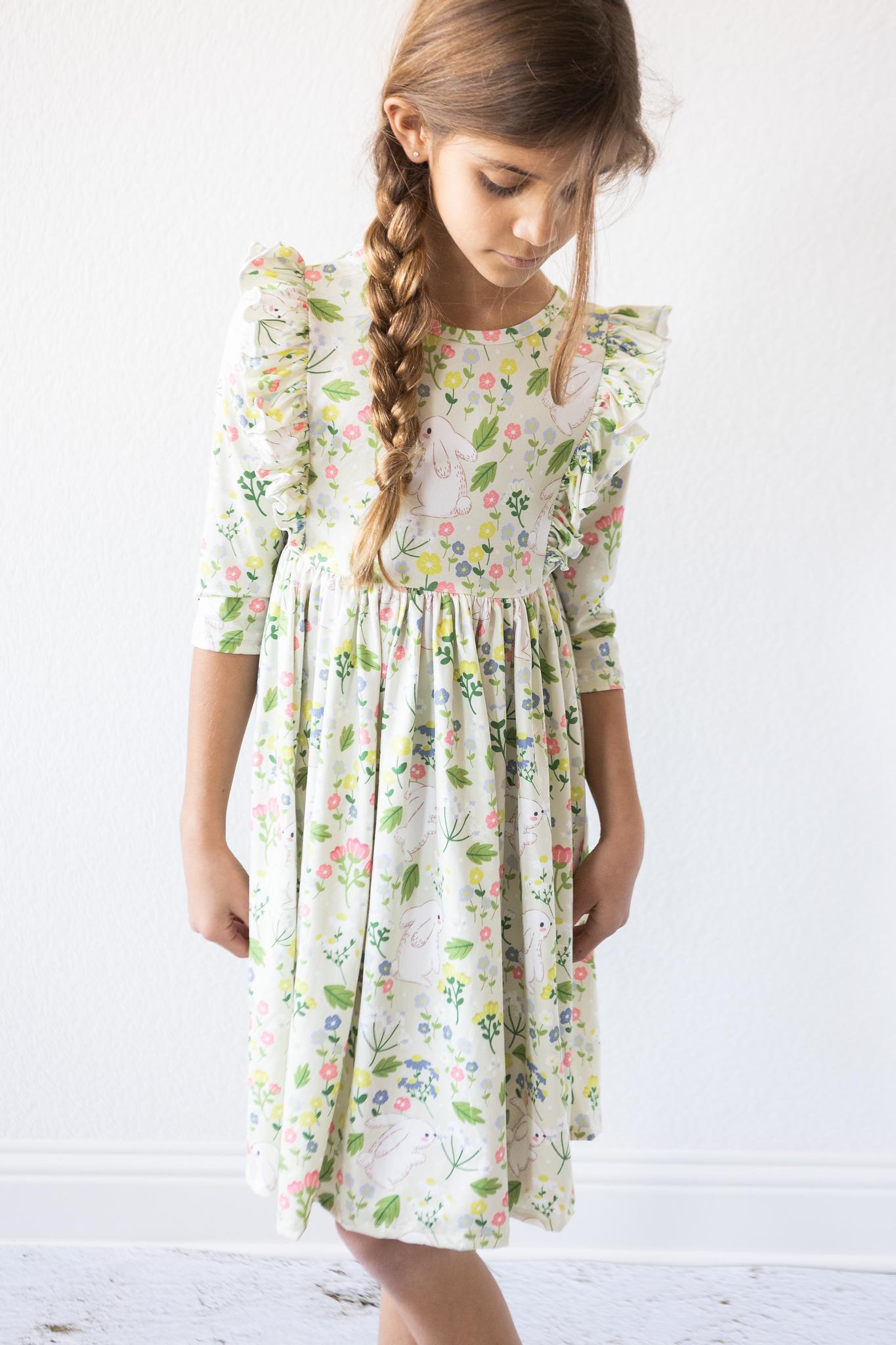 No Bunny Like You 3/4 Sleeve Ruffle Twirl Dress by Mila & Rose ®