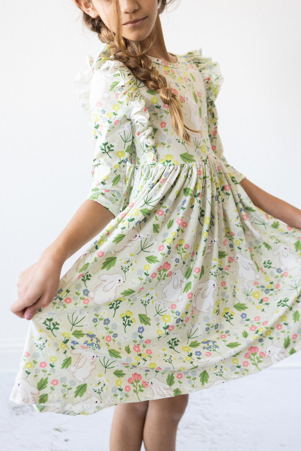 No Bunny Like You 3/4 Sleeve Ruffle Twirl Dress by Mila & Rose ®