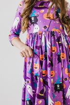 No Tricks, Just Treats 3/4 Sleeve Pocket Twirl Dress by Mila & Rose ®