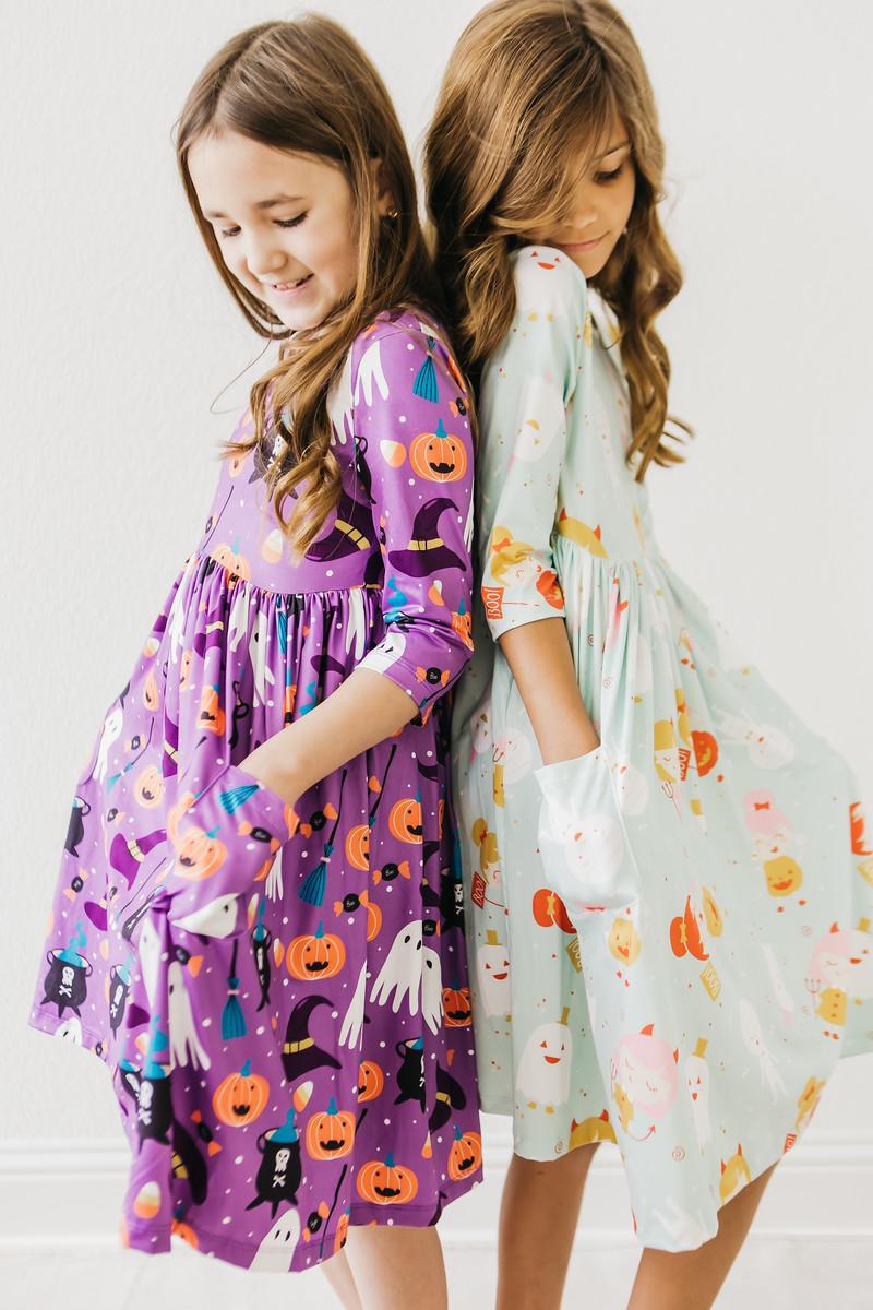 No Tricks, Just Treats 3/4 Sleeve Pocket Twirl Dress by Mila & Rose ®