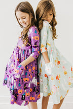 No Tricks, Just Treats 3/4 Sleeve Pocket Twirl Dress by Mila & Rose ®