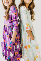No Tricks, Just Treats 3/4 Sleeve Pocket Twirl Dress by Mila & Rose ®