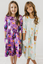 No Tricks, Just Treats 3/4 Sleeve Pocket Twirl Dress by Mila & Rose ®