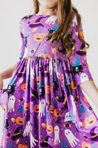 No Tricks, Just Treats 3/4 Sleeve Pocket Twirl Dress by Mila & Rose ®