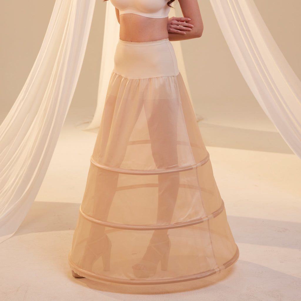 Nude A-Line Wedding Dress Petticoat , 3 Hoops & Waist Corsage by Bridal Port