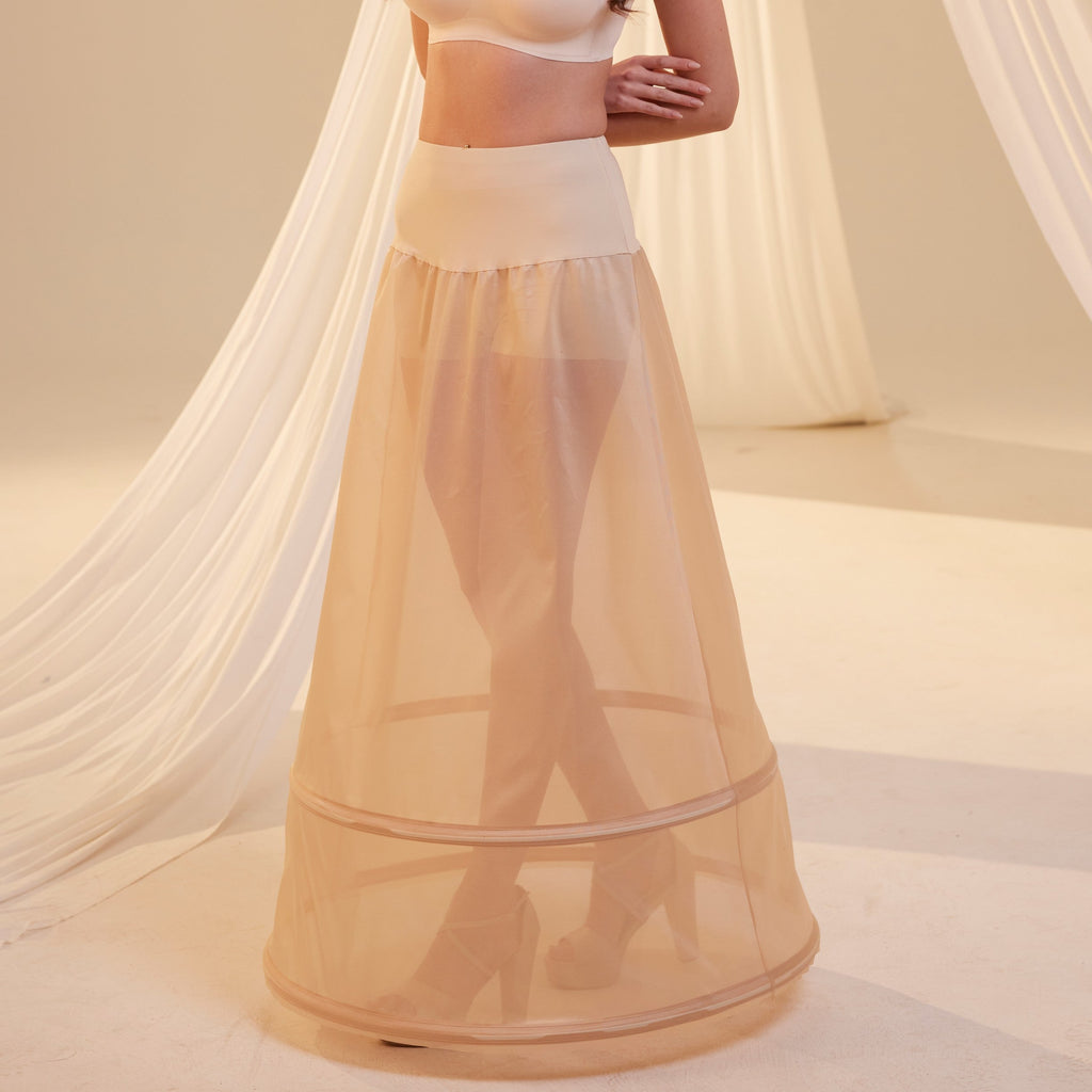Nude A-Line Wedding Dress Petticoat , Two Hoops Underskirt with Waist Corsage by Bridal Port