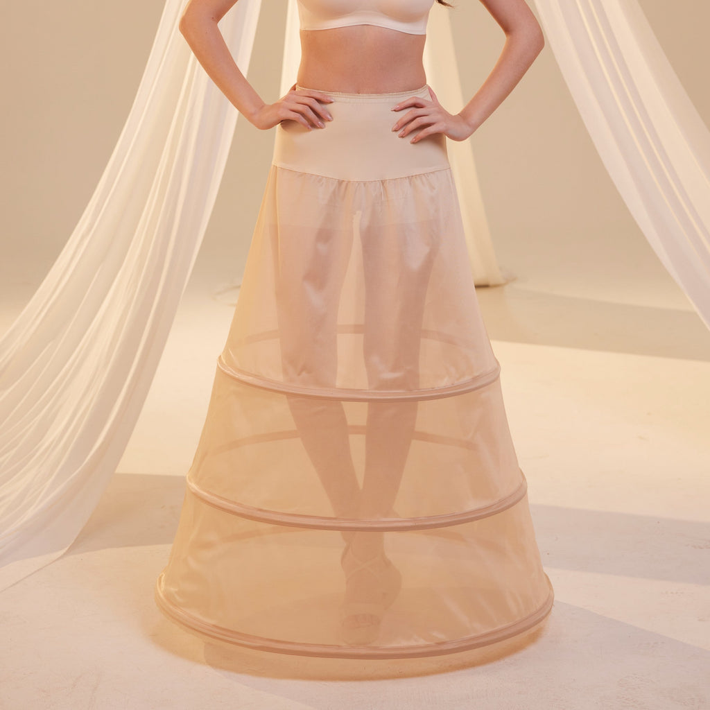 Nude A-Line Wedding Dress Petticoat , 3 Hoops & Waist Corsage by Bridal Port