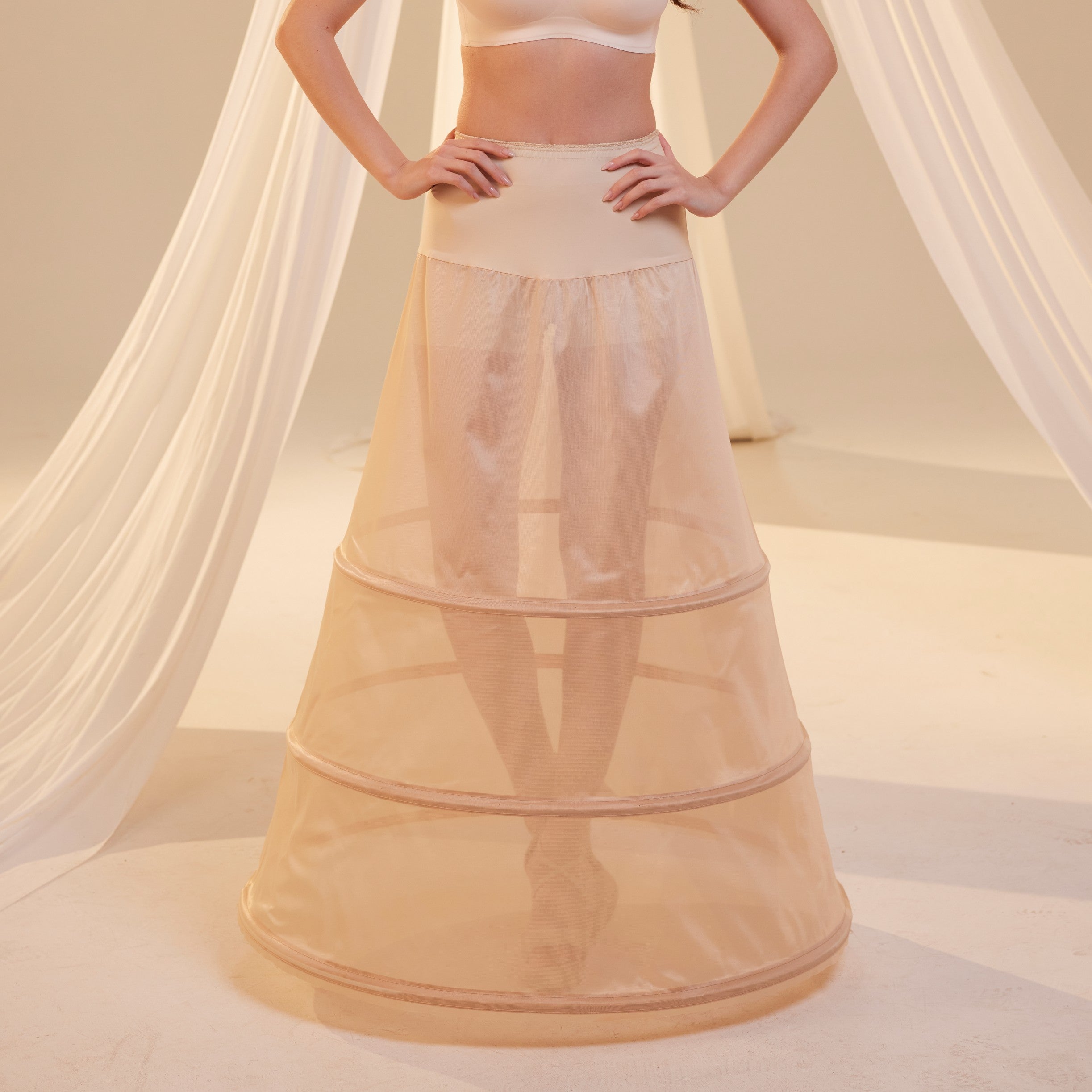 Nude A-Line Wedding Dress Petticoat , 3 Hoops & Waist Corsage by Bridal Port