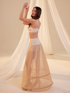 Nude A-Line Wedding Dress Petticoat , Two Hoops Underskirt with Waist Corsage by Bridal Port
